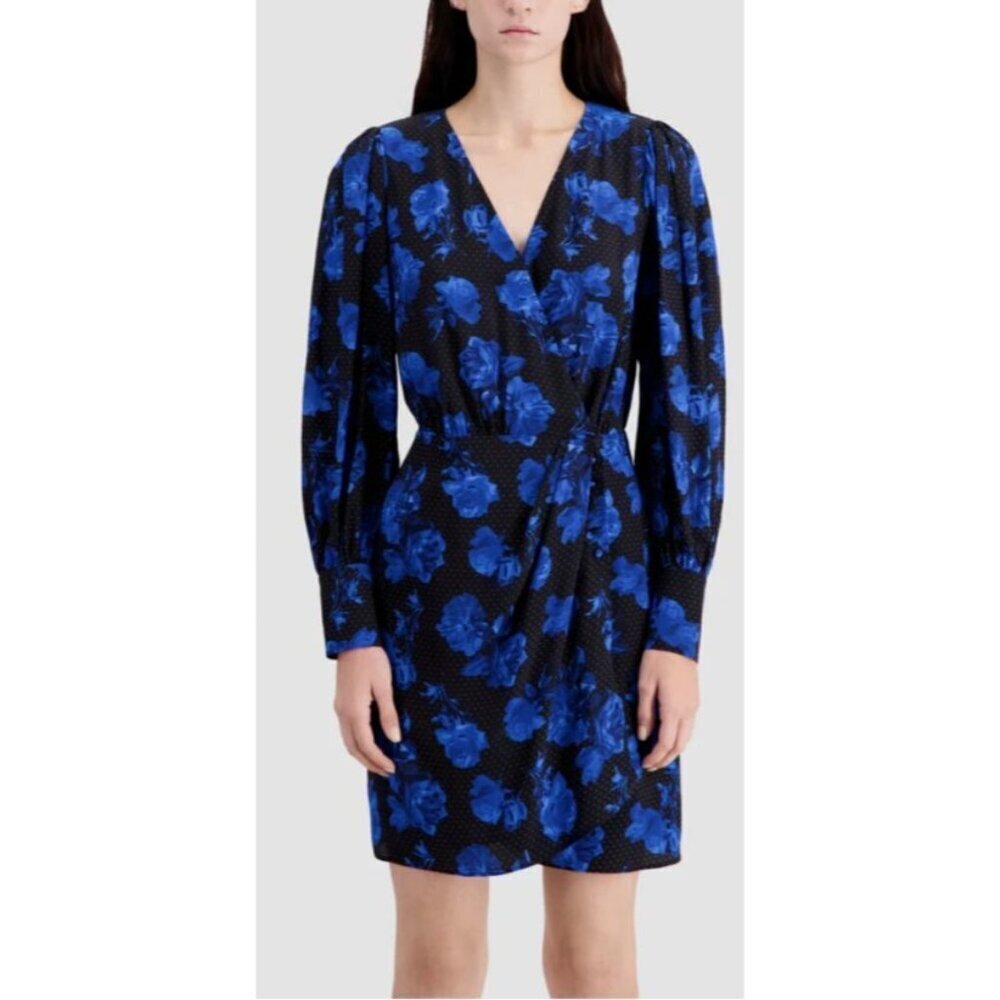 The Kooples $525 Printed Silk Wrap Floral Dress Size Medium NWT